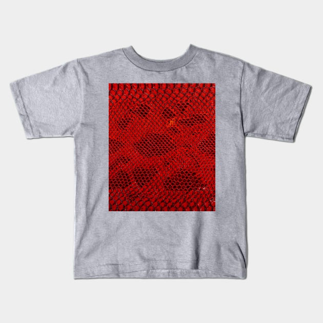 Red Leather Kids T-Shirt by LibrosBOOKtique